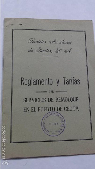 Sammelleidenschaft Papier: REGLAMENTO Y TARIFAS SERVICIOS DE REMOLQUE PUERTO DE CEUTA 1959