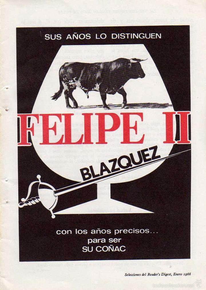 Coleccionismo: ANUNCIO PUBLICITARIO BRANDY FELIPE II