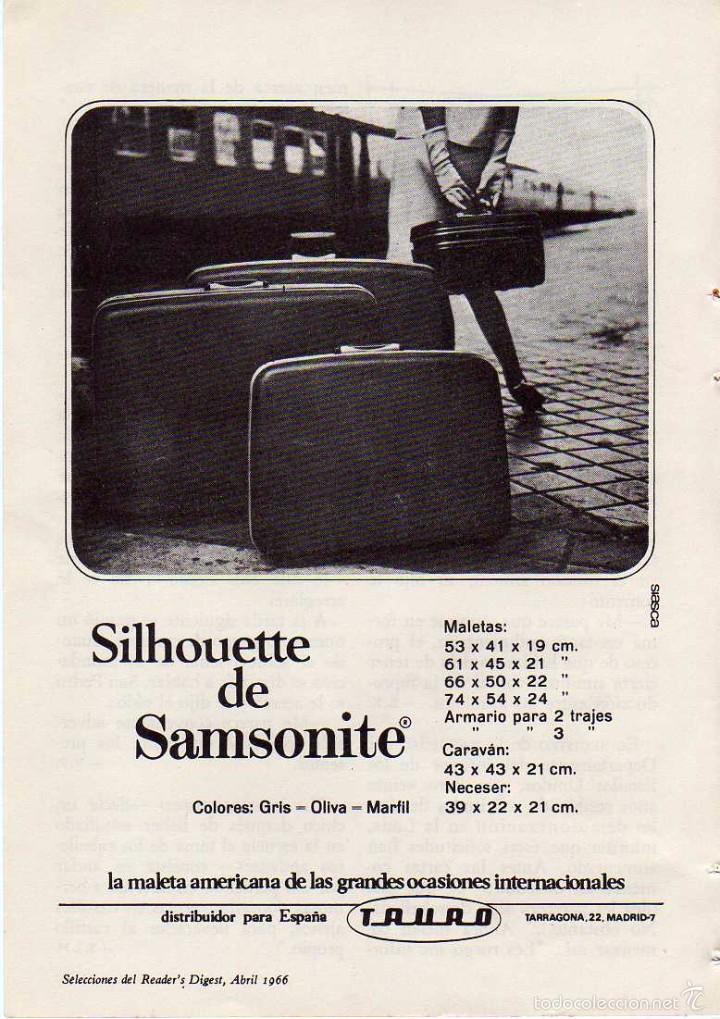 Coleccionismo: ANUNCIO PUBLICITARIO MALETA SAMSONITE
