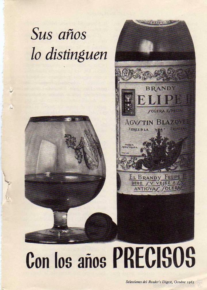 Coleccionismo: ANUNCIO PUBLICIDAD BRANDY FELIPE II