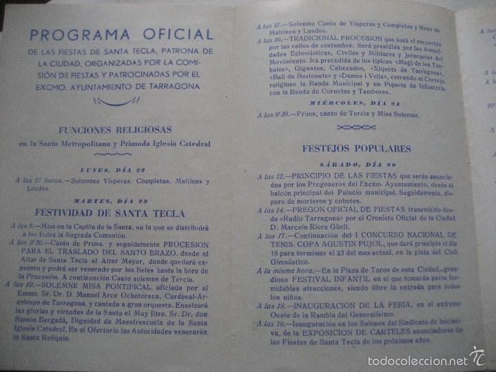 Coleccionismo: Tarragona, 1947, Programa de Fiestas de Santa Tecla. - Foto 2