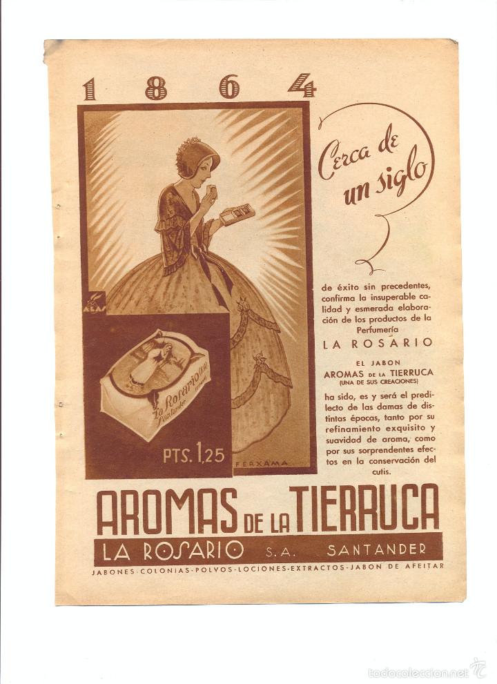 Sammelleidenschaft Papier: A&Ntilde;O 1936 RECORTE PUBLICIDAD AROMAS DE LA TIERRUCA JABON LA ROSARIO SANTANDER PERFUMERIA