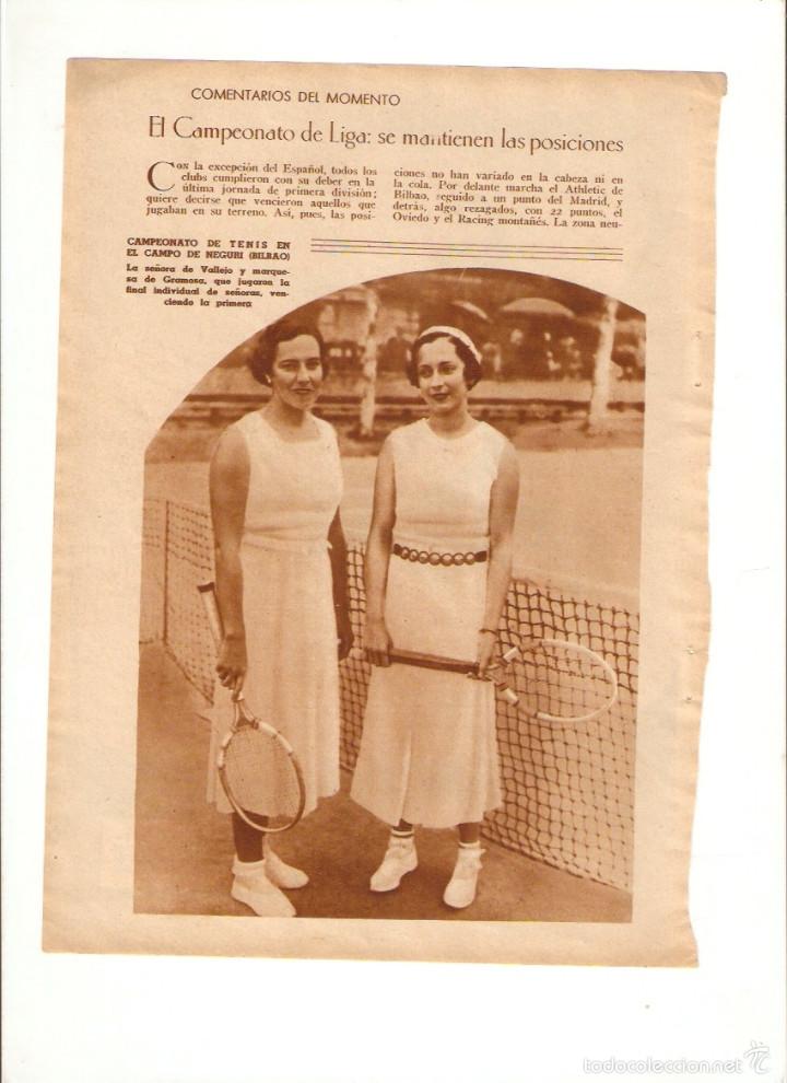 Coleccionismo: A&Ntilde;O 1936 RECORTE PRENSA DEPORTES PATINAJE SONIA HENIE TENIS FEMENINO VALLEJO MARQUESA GRAMOSA NEGURI