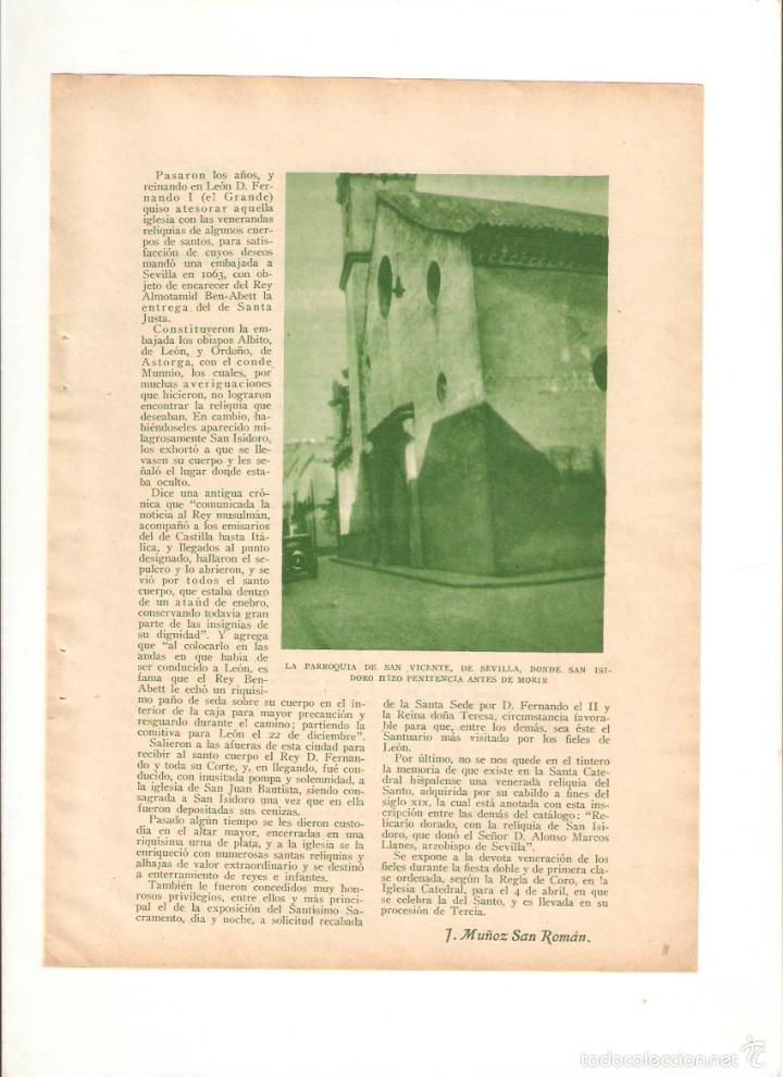 Colecionismo: A&Ntilde;O 1936 RECORTE PRENSA MUERTE DE SAN ISIDORO EN SEVILLA PARROQUIA SAN VICENTE