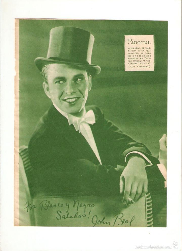 Coleccionismo: A&Ntilde;O 1936 RECORTE PRENSA CINE JOHN BEAL ACTOR FOTOGRAFIA CON DEDICATORIA