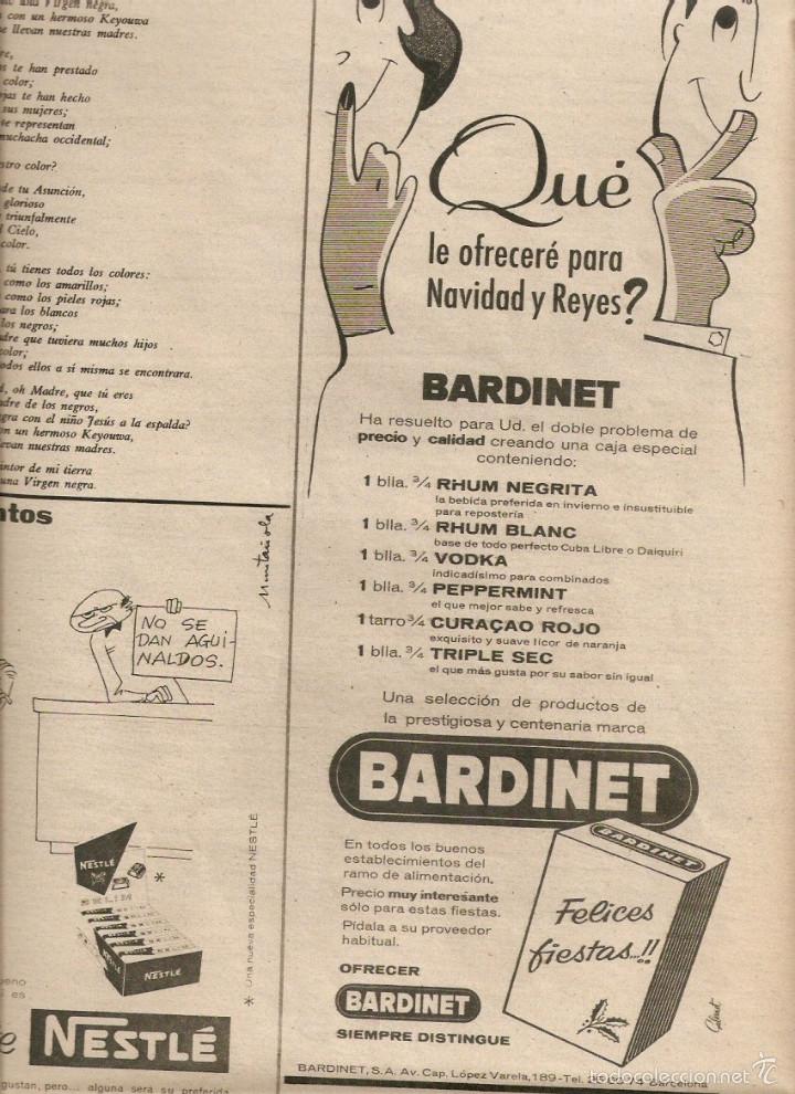 Colecionismo: A&Ntilde;O 1959 RECORTE PRENSA PUBLICIDAD BEBIDAS BARDINET RHUM NEGRITA RHUM BLANC CODKA PEPPERMINT