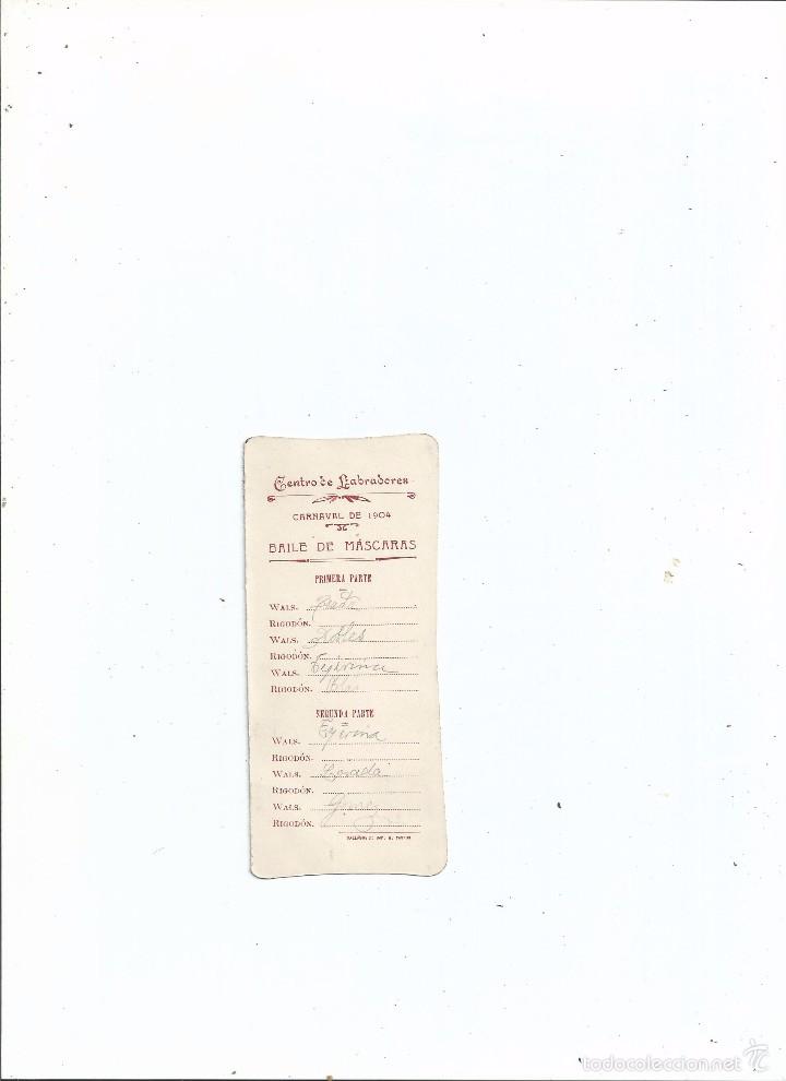 Coleccionismo: VALLADOLID - CENTRO DE LABRADORES - CARNAVAL DE 1904 - BAILE DE M&Aacute;SCARAS - CARNET DE BAILE