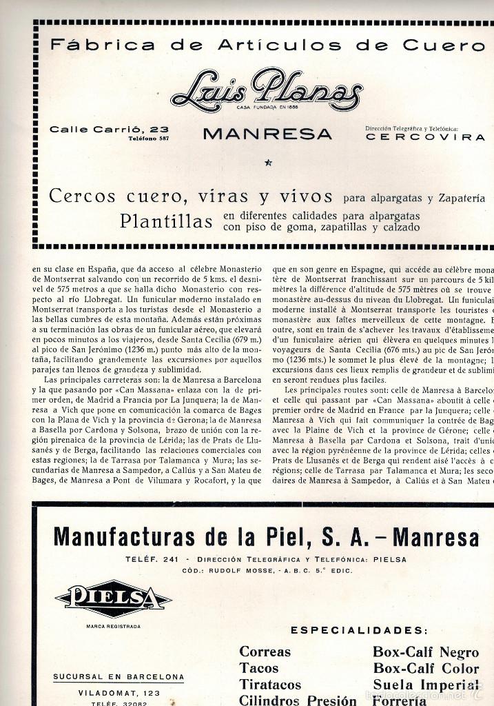 Collezionismo: A&Ntilde;O 1929 MANRESA PIELSA FABRICA ARTICULOS CUERO LUIS PLANAS ANTONIO DALMAU ALPARGATAS