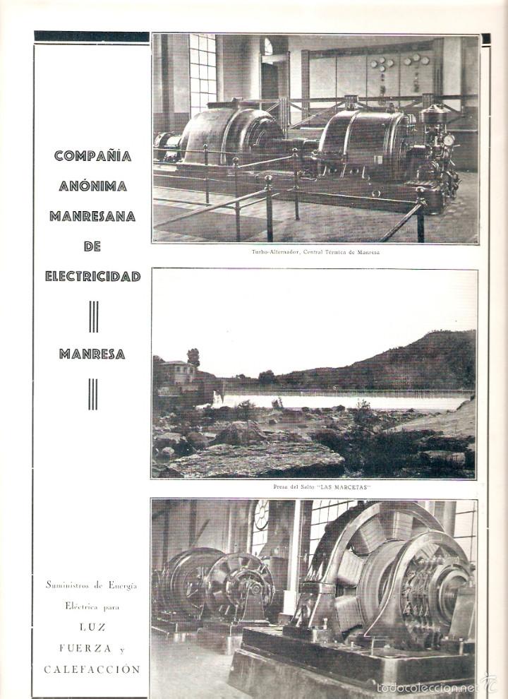 Sammelleidenschaft Papier: A&Ntilde;O 1929 MANRESA COMPA&Ntilde;IA ANONIMA MANRESANA DE ELECTRICIDAD PRESA DEL SALTO LAS MARCETAS PUBLICIDAD