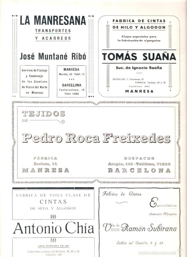 Collezionismo: A&Ntilde;O 1929 MANRESA LA MANRESANA MUNTANE RIBO TOMAS SUA&Ntilde;A ROCA FREIXEDES ANTONIO CHIA RAMON SUBIRANA