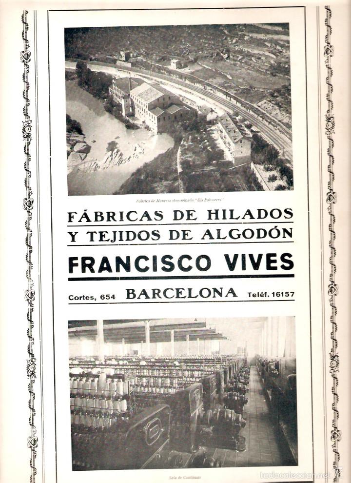 Coleccionismo: A&Ntilde;O 1929 MANRESA ELS POLVORERS FABRICA HILADOS TEJIDOS FRANCISCO VIVES EUSEBIO BERTRAND NOVISIMA