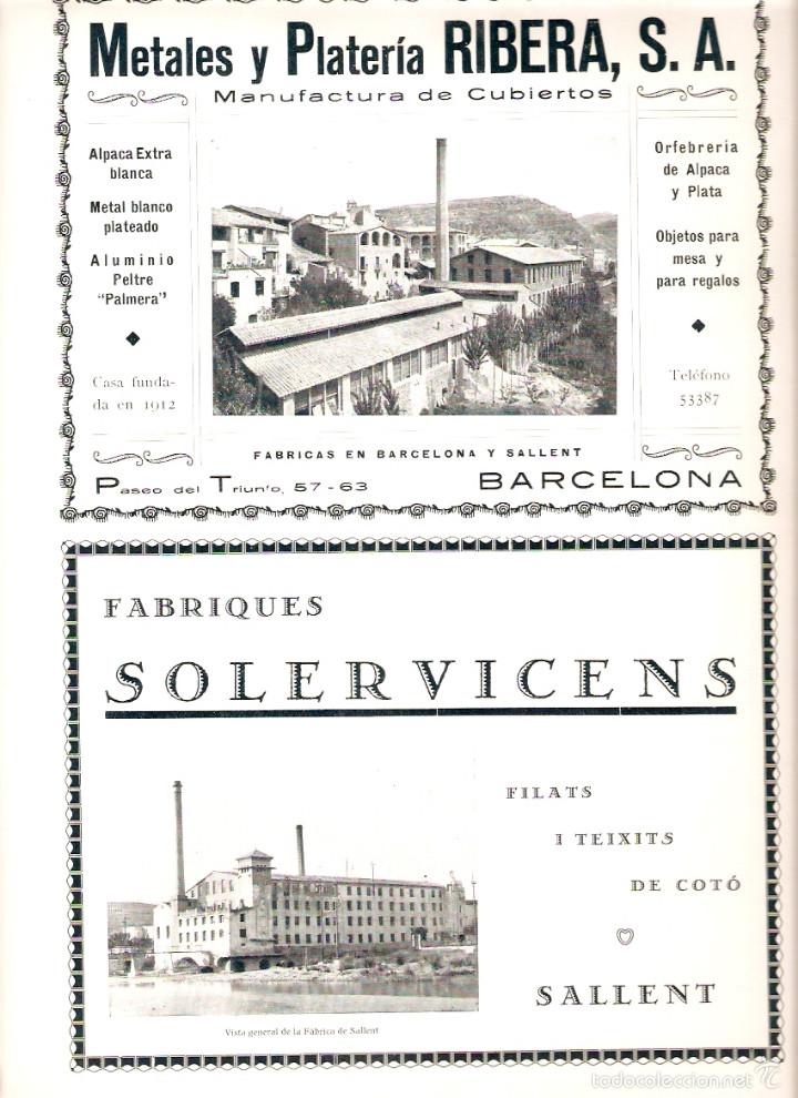 Collezionismo: A&Ntilde;O 1929 SALLENT METALES PLATERIA RIBERA CUBIERTOS FABRICA TEJIDOS SOLER VICENS VISTA PARCIAL FOTO