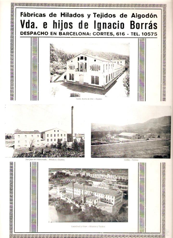 Collezionismo: A&Ntilde;O 1929 FABRICA IGNACIO BORRAS SANTA MARIA OLO SANT JOAN VILATORRADA CALLUS CASTELLBELL VILAR