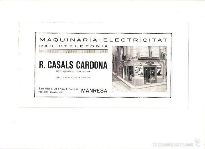 Collezionismo: A&Ntilde;O 1929 PUBLICIDAD EN CATALAN TIPO POSTAL MANRESA R CASALS CARDONA MAQUINARIA ELECTRICISTA