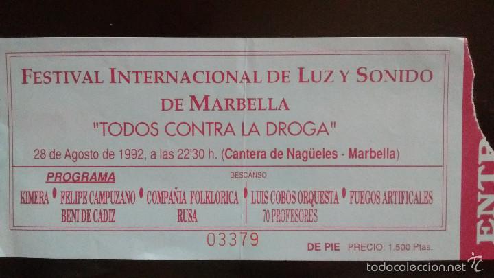 Collezionismo: ENTRADA FESTIVAL INTERNACIONAL DE LUZ Y SONIDO DE MARBELLA, 1992