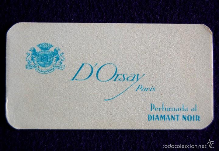 Coleccionismo: ANTIGUA TARJETA PERFUMADA. DIAMANT NOIR. D&acute;ORSAY PARIS. 7,5x4 cm. A&Ntilde;OS 30.