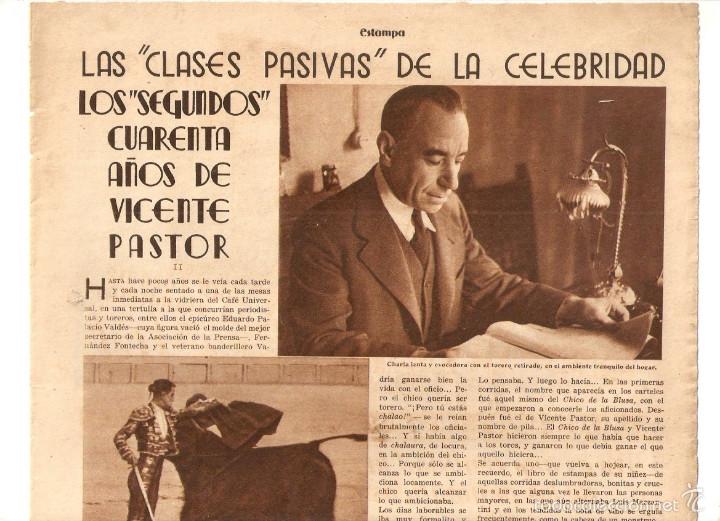 Sammelleidenschaft Papier: A&Ntilde;OS 30 RECORTE PRENSA TOREO TOROS VIDA JUBILACION DE VICENTE PASTOR EL CHICO DE LA BLUSA