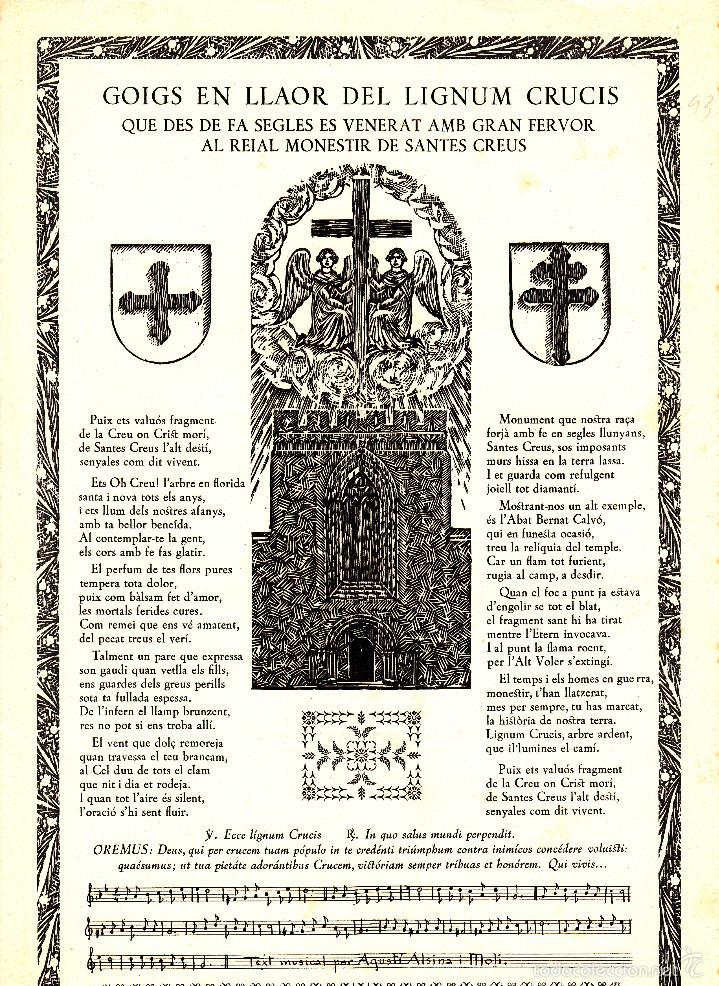 Coleccionismo: GOIGS EN LLAOR DEL LIGNUM CRUCIS - SANTES CREUS - --1955--- R. VIVES NUM. 93