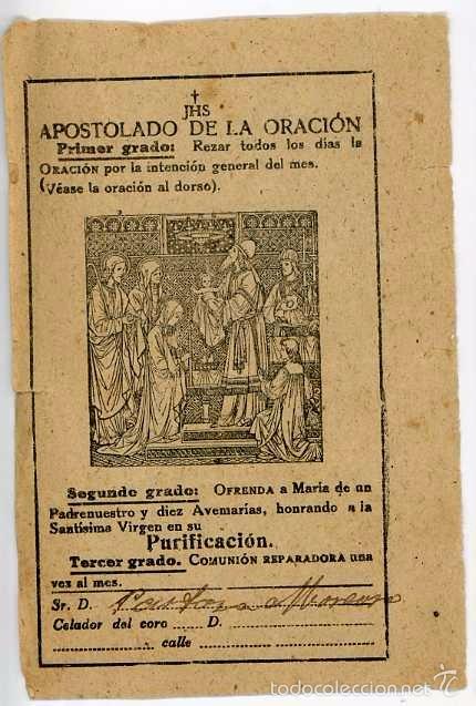 Coleccionismo: HOJA RELIGIOSA DE PASTORA MORENO 1918