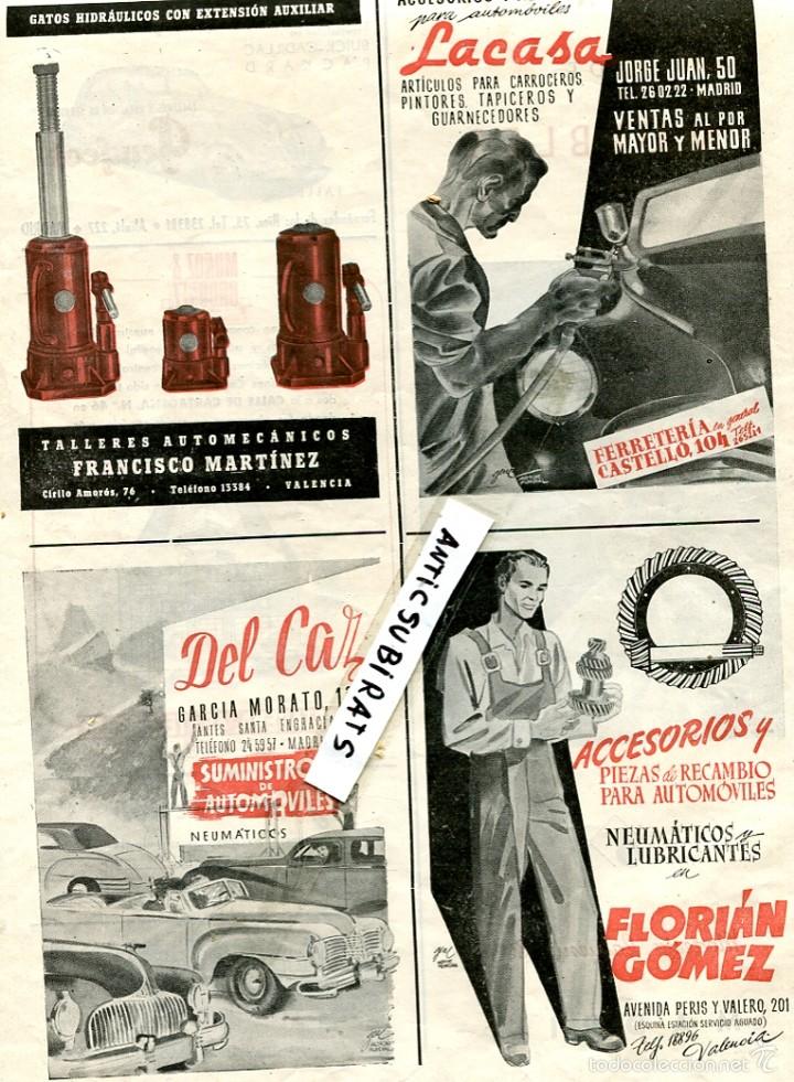 Coleccionismo: HOLA PUBLICIDAD A&Ntilde; O1947 ACCESORIOS PARA COCHES DEL CAZ FLORIAN GOMEZ LACASA  DAVID ALVAREZ PEUGEOT