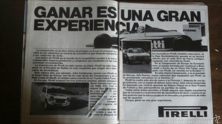 Coleccionismo: Publicidad neum&aacute;ticos Pirelli de 1985