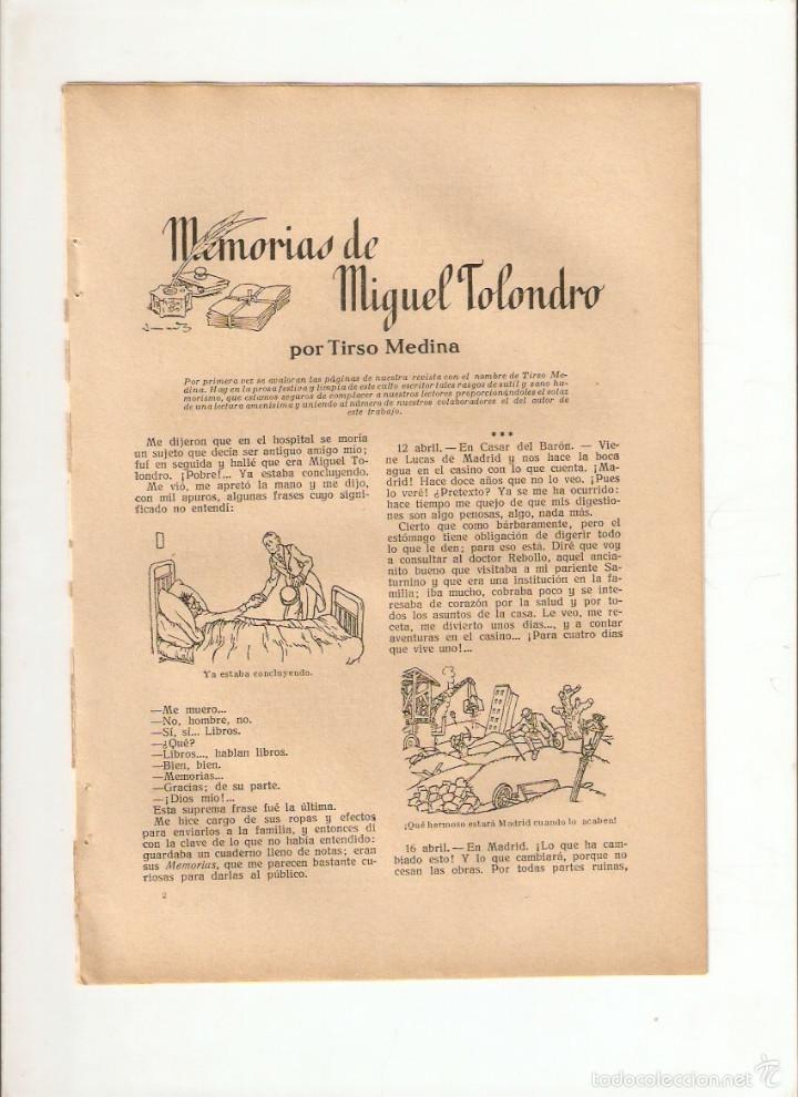 Sammelleidenschaft Papier: A&Ntilde;O 1925 RECORTE PRENSA RELATO MEMORIAS DE MIGUEL TOLONDRO TIRSO MOLINA ILUSTRACION JUNCEDA DIBUJO