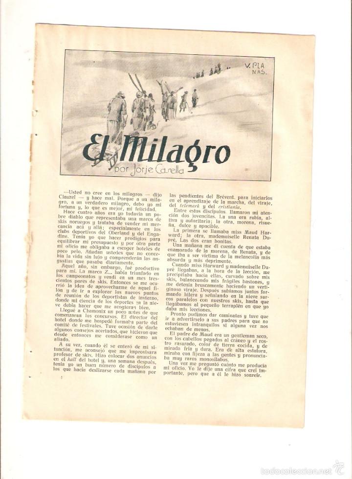 Sammelleidenschaft Papier: A&Ntilde;O 1925 RECORTE PRENSA RELATO CORTO EL MILAGRO JORGE CASELLA ILUSTRACION V PLANAS DIBUJO