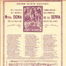Coleccionismo: GOIGS NTRA DONA DE LA SERRA DE LA VILA DE MONTBLANC ------1929-----. Lote 57442462
