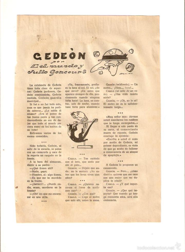 Sammelleidenschaft Papier: A&Ntilde;O 1925 RECORTE PRENSA RELATO CORTO GEDEON EDMUNDO Y JULIO GONCOURT ILUSTRACION XIRINIUS DIBUJO