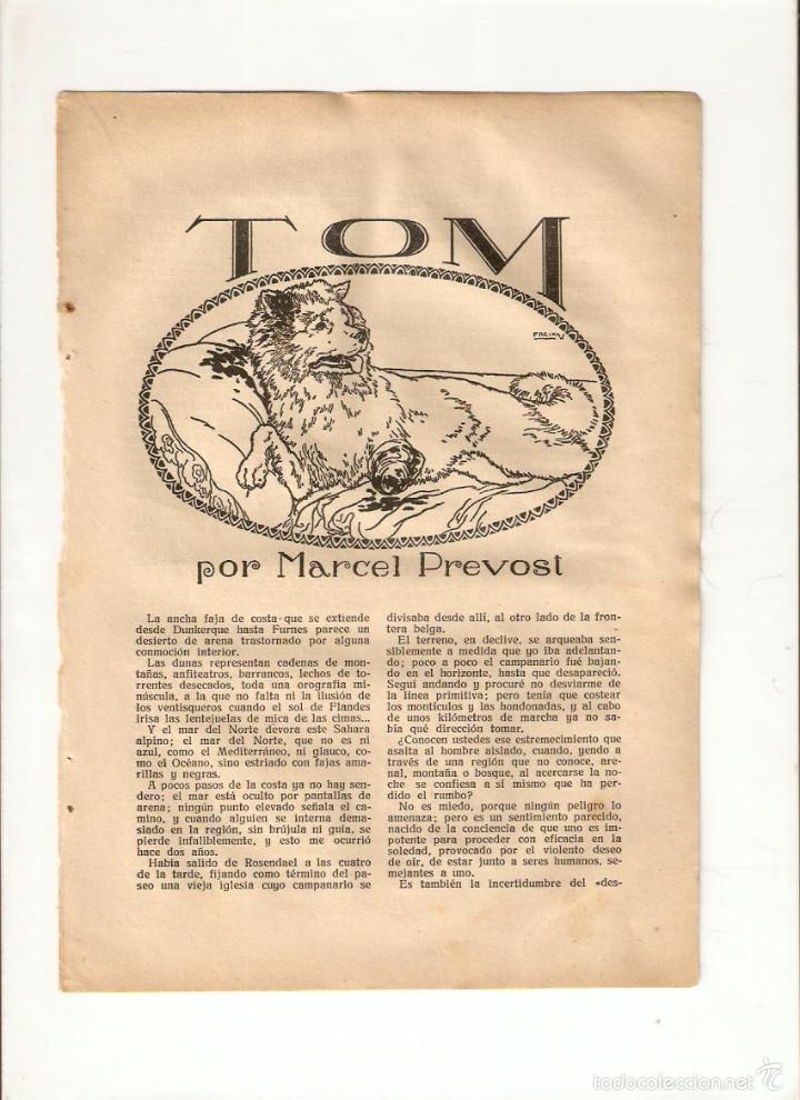 Collezionismo: A&Ntilde;O 1925 RECORTE PRENSA RELATO CORTO TOM MARCEL PREVOST ILUSTRACIONES FREIXAS DIBUJO