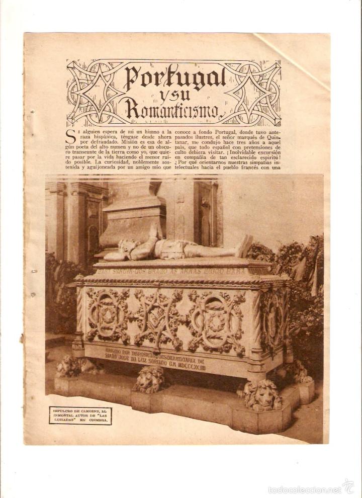 Sammelleidenschaft Papier: A&Ntilde;O 1934 RECORTE PRENSA PORTUGAL Y SU ROMANTICISMO SEPULCRO CAMOENS COIMBRA