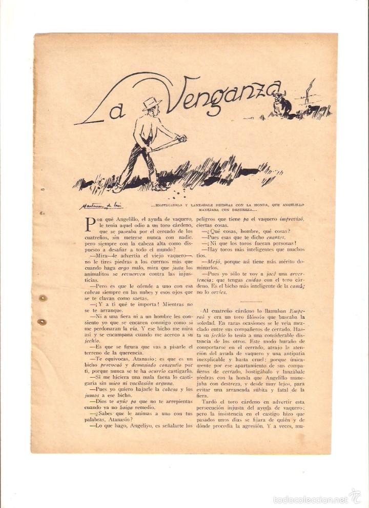 Collezionismo: A&Ntilde;O 1934 RECORTE PRENSA RELATO CORTO LA VENGANZA JOSE MAS ILUSTRACIONES MARTINEZ DE LEON DIBUJO