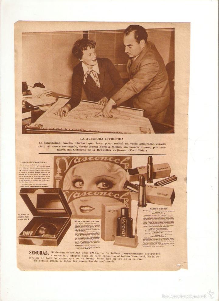 Collezionismo: A&Ntilde;O 1934 RECORTE PRENSA AVIACION FOTOGRAFIA AVIADORA AMELIA EARHART VUELO NUEVA YORK MEJICO