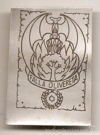 Coleccionismo: Fallas de Valencia. Placa met&aacute;lica. Falla Olivereta