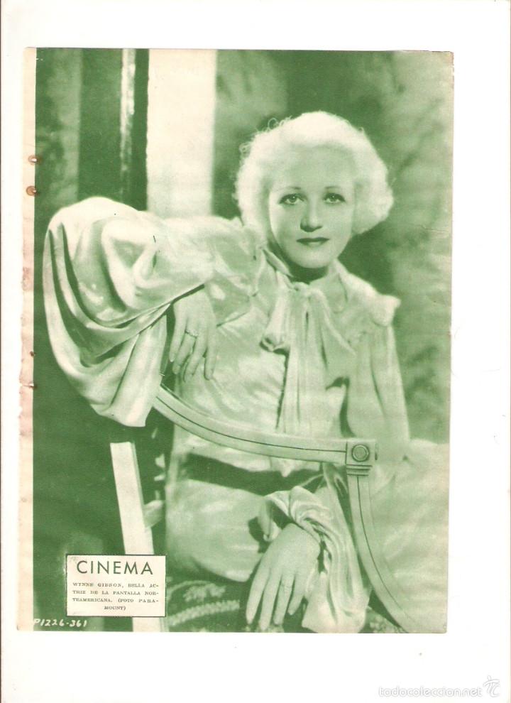 Collezionismo: A&Ntilde;O 1932 RECORTE PRENSA CINE FOTOGRAFIA WINNE GIBSON ACTRIZ ARTISTA DE CINE