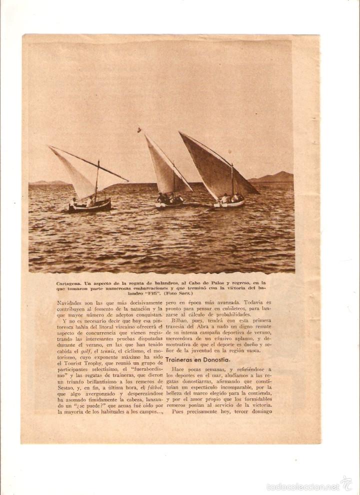 Collezionismo: A&Ntilde;O 1934 RECORTE PRENSA FOTOGRAFIA CARTAGENA REGATA DE BALANDROS AL CABO DE PALOS