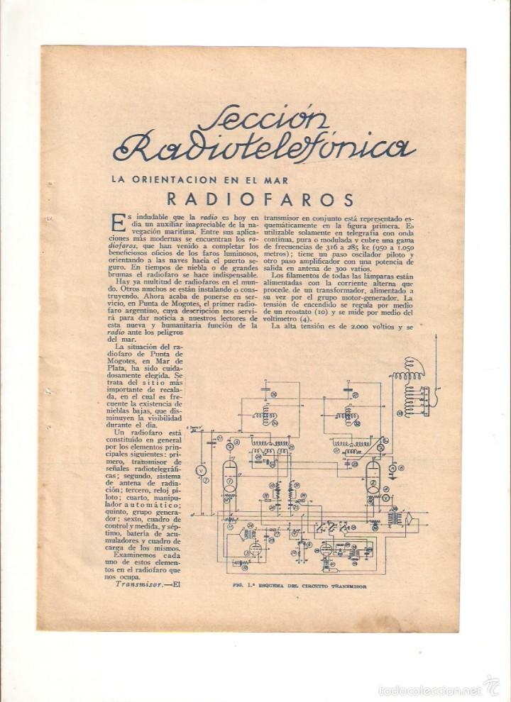 Collezionismo: A&Ntilde;O 1935 RECORTE PRENSA LA ORIENTACION EN EL MAR RADIOFAROS FARO DE PUNTA MOGOTES