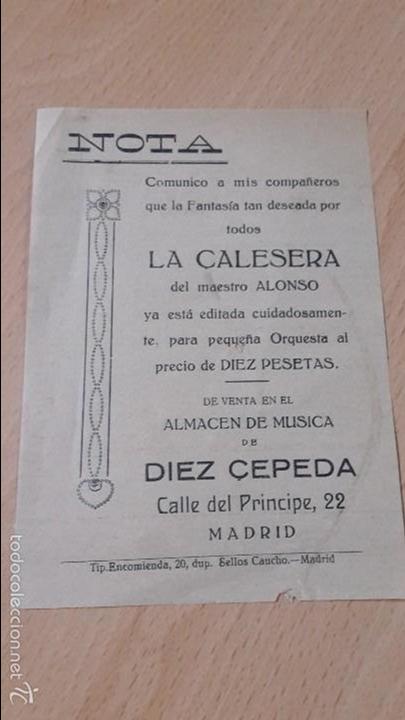 Sammelleidenschaft Papier: ALMAC&Eacute;N DE M&Uacute;SICA DIEZ CEPEDA MADRID CALLE DEL PRINCIPE