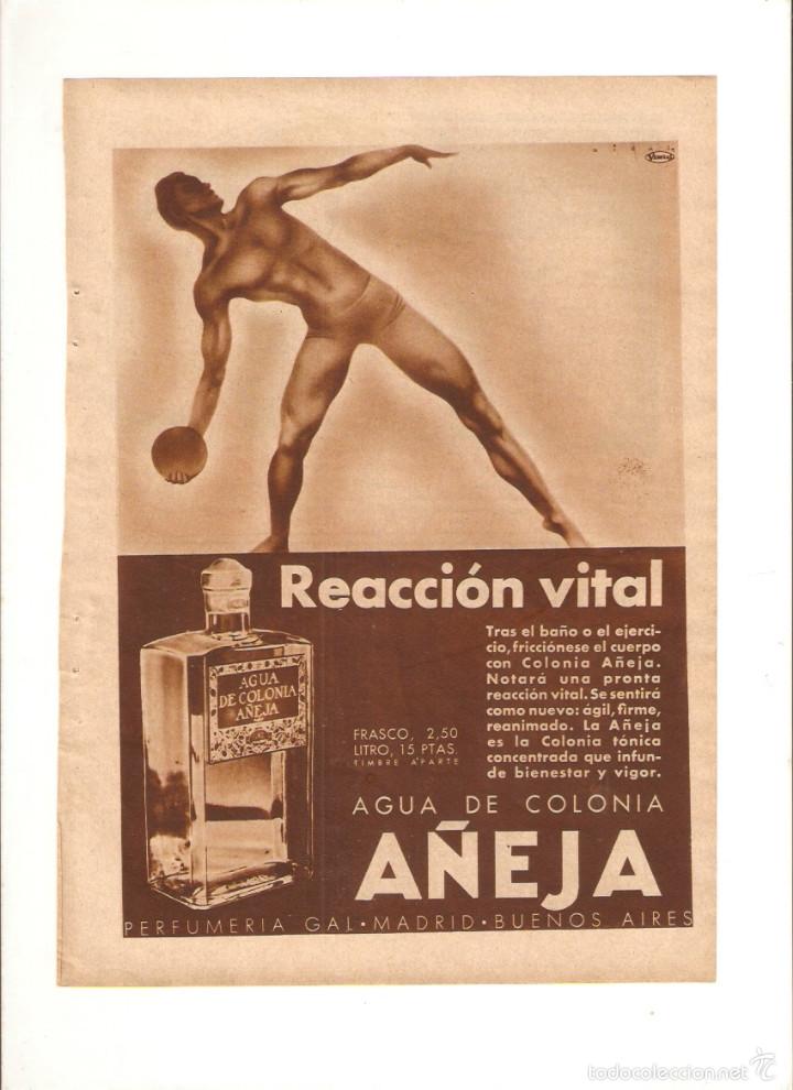 Collecting paper: A&Ntilde;O 1935 RECORTE PRENSA PUBLICIDAD AGUA DE COLONIA A&Ntilde;EJA PERFUMERIA GAL MADRID