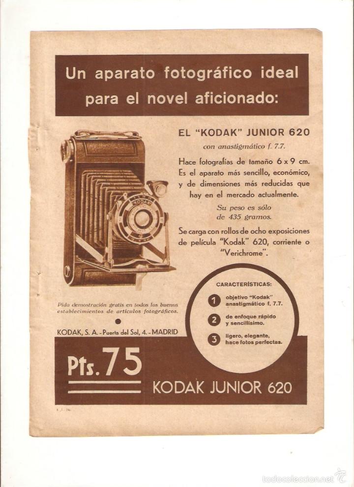 Collecting paper: A&Ntilde;O 1935 RECORTE PRENSA PUBLICIDAD FOTOGRAFIA KODAK JUNIOR 620