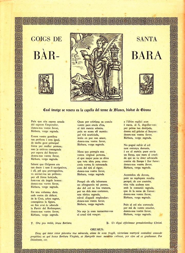 Coleccionismo: GOIGS DE SANTA B&Agrave;RBARA - BLANES - BISBAT DE GIRONA ---1956----