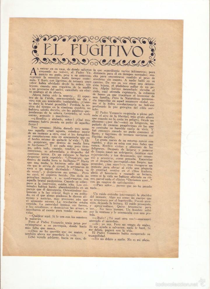 Sammelleidenschaft Papier: A&Ntilde;O 1935 RECORTE PRENSA RELATO CORTO EL FUGITIVO AUGUSTO MARTINEZ OLMEDILLA DIBUJO SOLIS AVILA
