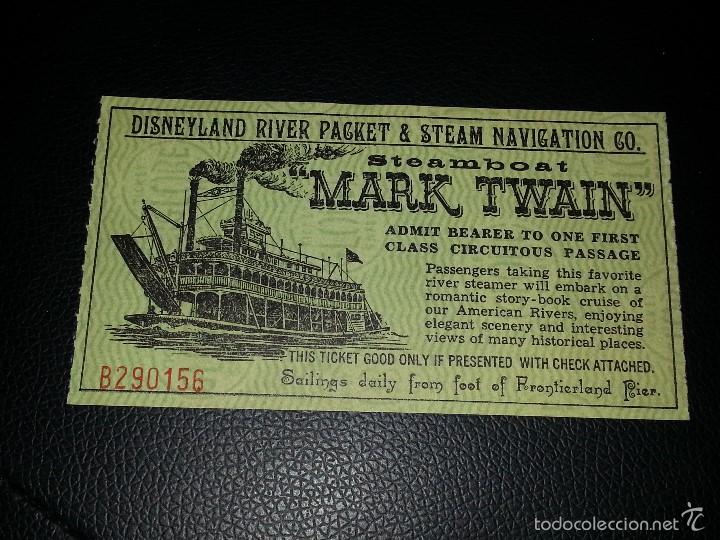 Coleccionismo: ANTIGUO TICKET ENTRADA DISNEYLAND BARCO DE VAPOR MARK TWAIN CALIFORNIA  A&Ntilde;O 1955 MUY BIEN CONSERVADO