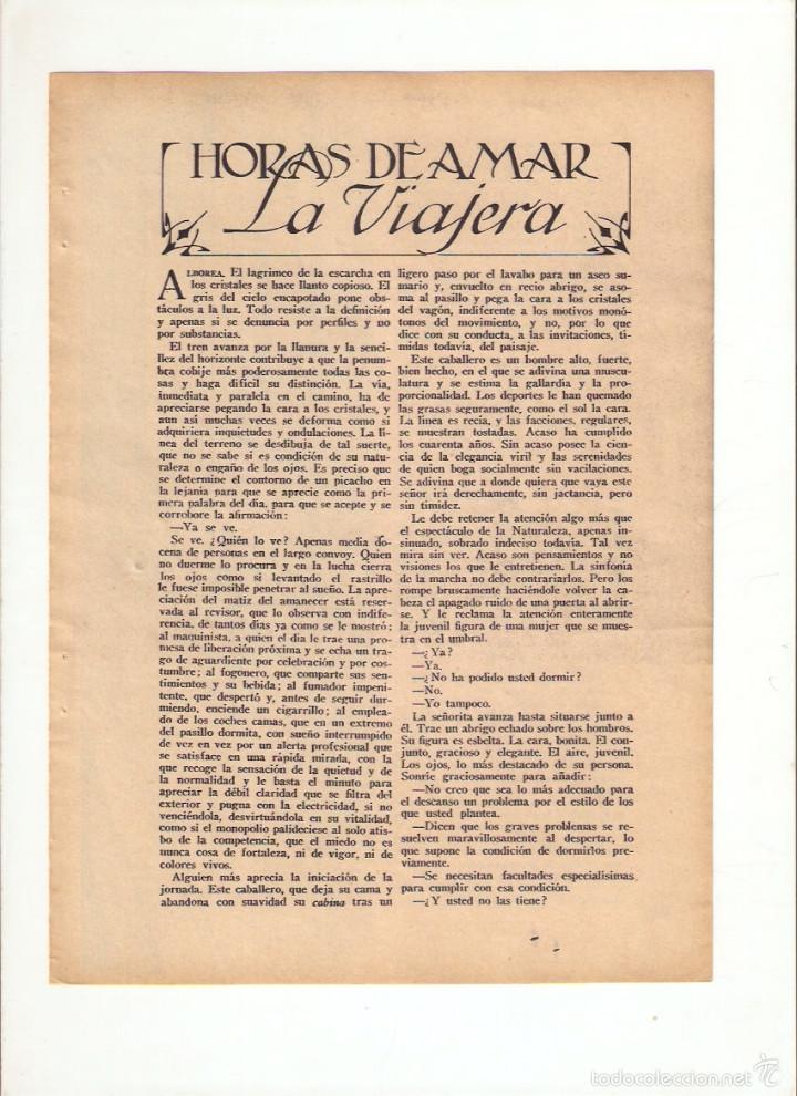 Sammelleidenschaft Papier: A&Ntilde;O1935 RECORTE PRENSA RELATO CORTO HORAS DE AMAR LA VIAJERA JUAN AGUILAR CATENA DIBUJO MAXIMO RAMOS