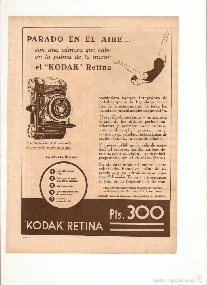 Collecting paper: A&Ntilde;O 1935 RECORTE PRENSA PUBLICIDAD FOTOGRAFIA KODAK RETINA