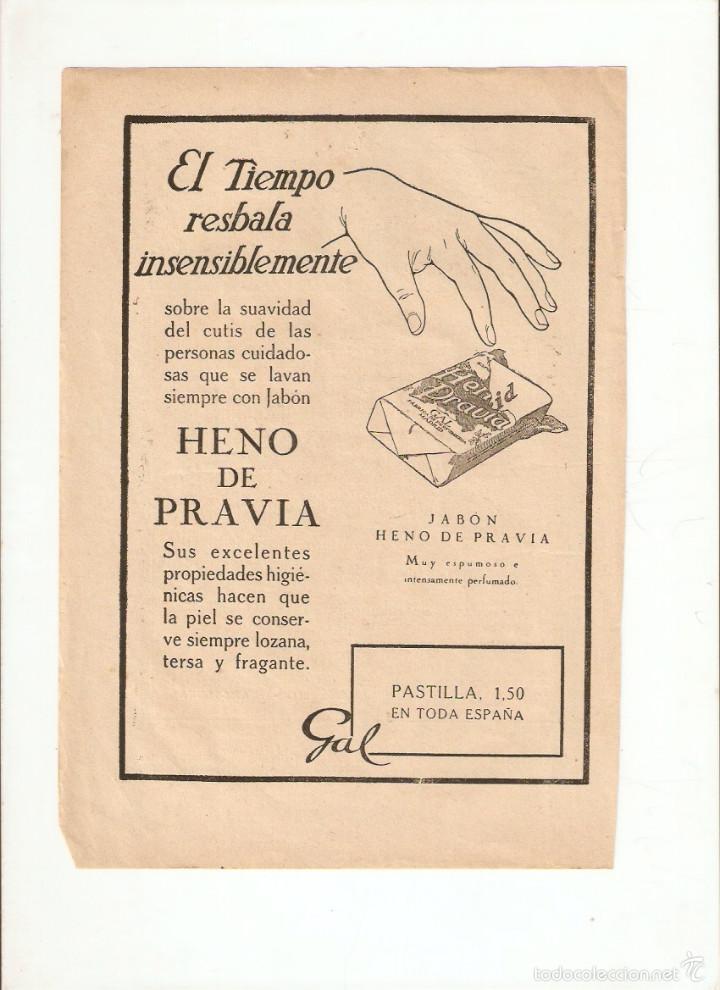 Sammelleidenschaft Papier: A&Ntilde;O 1935 RECORTE PRENSA PUBLICIDAD PASTILLA DE JABON HENO DE PRAVIA PERFUMERIA GAL