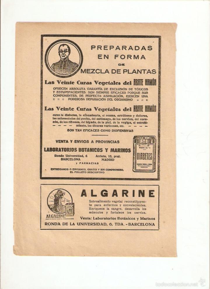 Collezionismo: A&Ntilde;O 1935 RECORTE PRENSA PUBLICIDAD LAS VEINTE CURAS VEGETALES DEL ABATE HAMON
