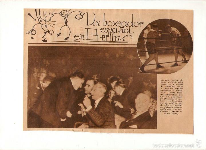 Sammelleidenschaft Papier: A&Ntilde;O 1934 RECORTE PRENSA DEPORTES BOXEO COMBATE GAZTA&Ntilde;AGA SCHONRASTH EN BERLIN ALEMANIA