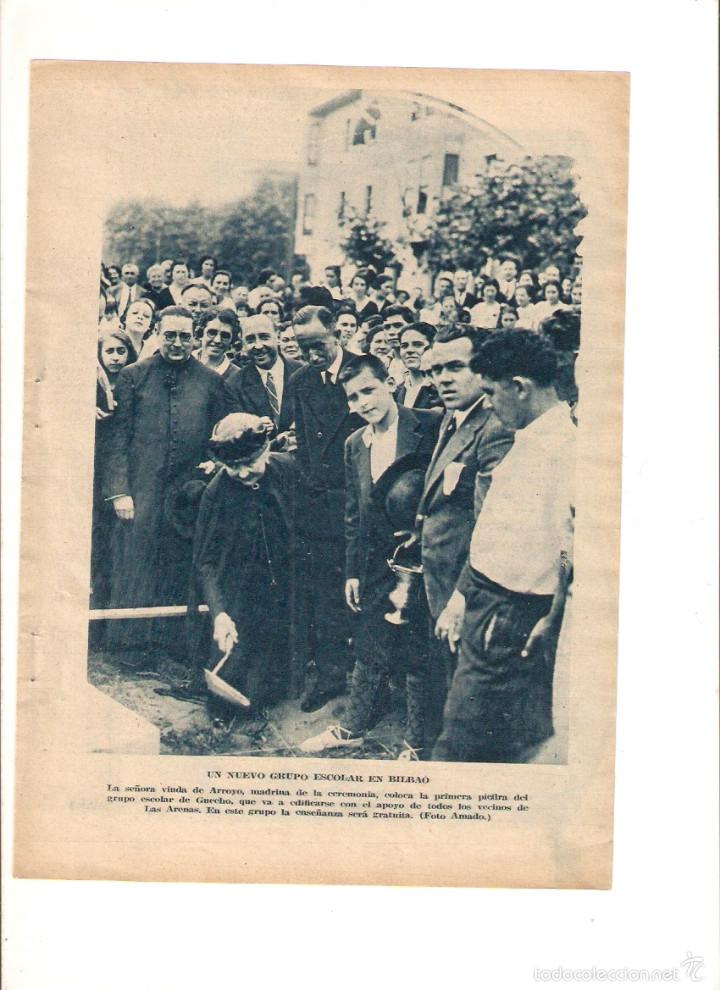 Coleccionismo: A&Ntilde;O 1934 RECORTE PRENSA ESCUELA PRIMERA PIEDRA NUEVO GRUPO ESCOLAR EN GUECHO BILBAO LAS ARENAS