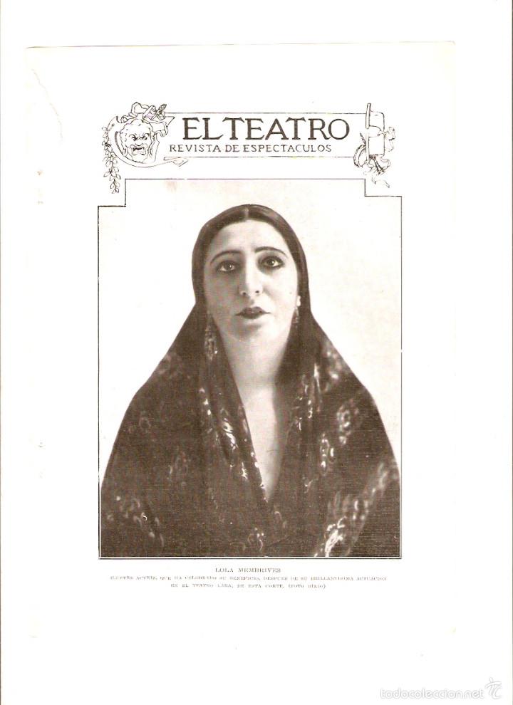 Sammelleidenschaft Papier: A&Ntilde;O 1926 RECORTE PRENSA TEATRO FOTOGRAFIA LOLA MEMBRIVES ACTRIZ ARTISTA